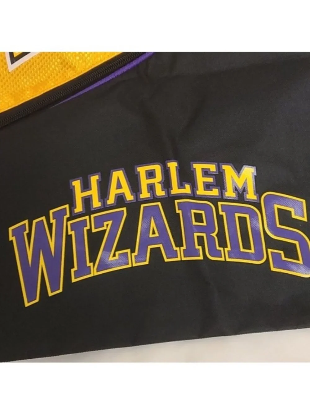 Harlem Wizards Basketball String Bag Travel Bag Bookbag Black Yellow Purple OS